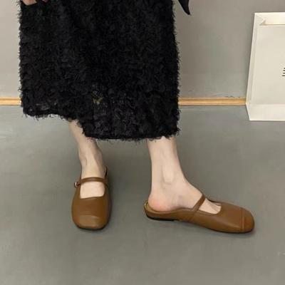 Gentle Fairy Wind Flat Bottom Comfortable Casual One Pedal Muller Single Shoes Bag Head Half Slippers Female New