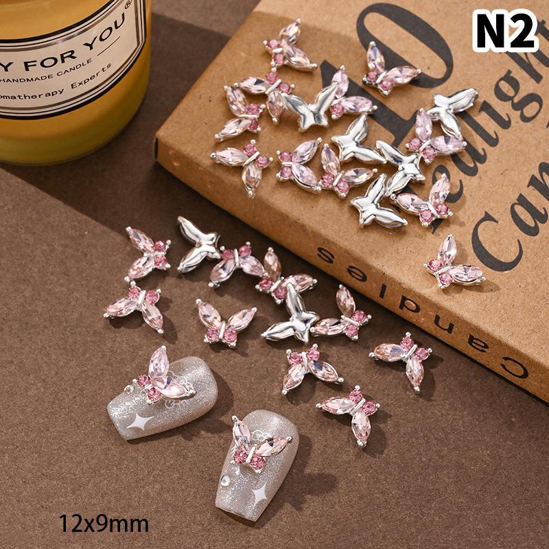 5Pcs Simulated Alloy Butterfly Nail Art Decorations Light Luxury Butterfly Glass Rhinestone Inlaid Nail Charms Accessories DIY