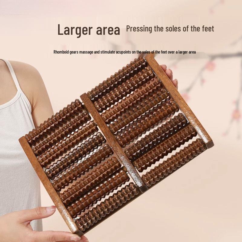 Solid Wood Foot Massager with Pedals and Roller Therapy