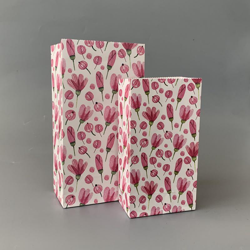 Small Floral Polka Dot Candy & Gift Paper Bag (Handle-Free, Flat Pocket for Cosmetics & Wedding Favors)