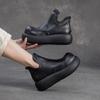 Fashion GKTINOO 2025 Autumn New Genuine Leather Thick Soled Ankle Boots Retro Round Toe Height Increasing Women's Platform Shoes