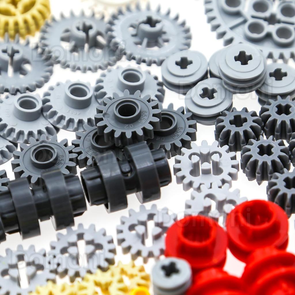 Domoni Części Techniczne Zestaw Kół Zębatych dla Zestawów LEGO, 235-Elementowy Stojak na Koła Zębate Samochodowe, Sprzęgło Napędowe, Zestaw Klocków do Budowy Dyferencjału - Kompatybilny z Głównymi Markami