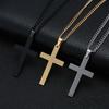 Men Party Gift Metal Steel Color Minimalism Black Cross Necklaces Clavicle Chains Necklaces Cross Pendant