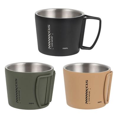 Camping Mug 350ml Reusable Travel Mug Hunting Metal Hiking Travel Camp Drinking Cup Double Wall Drinkware Insulated Tea Cup