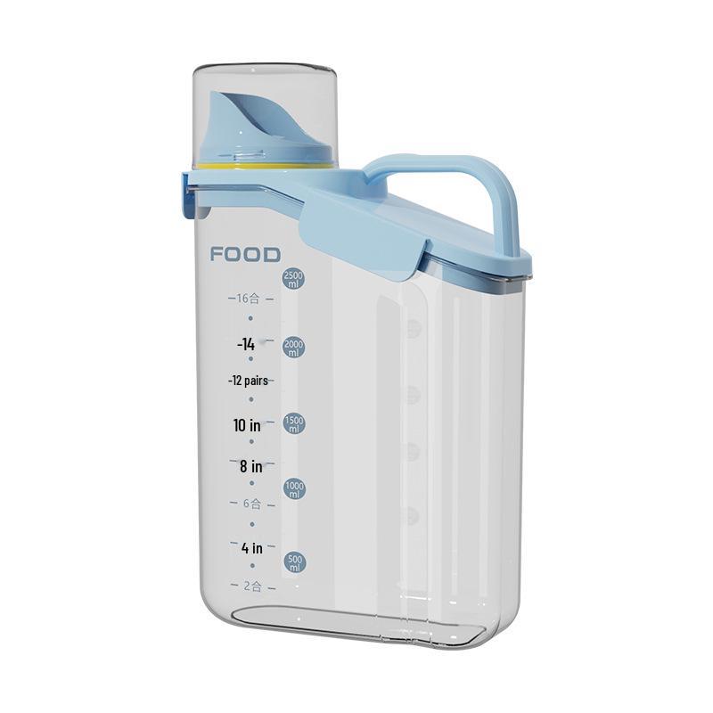 Multi-Grain Storage Canister with Measuring Cup - Sealed Plastic Container for Rice, Flour, and Grains