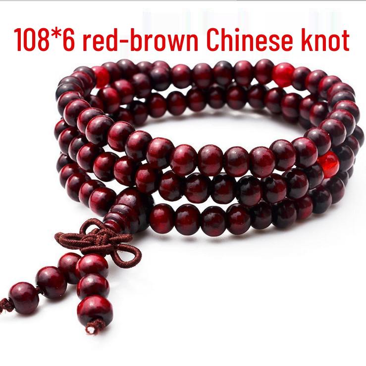 108 Sandalwood Buddhist Beads Bracelet - Fashionable Three-Round Design for Women