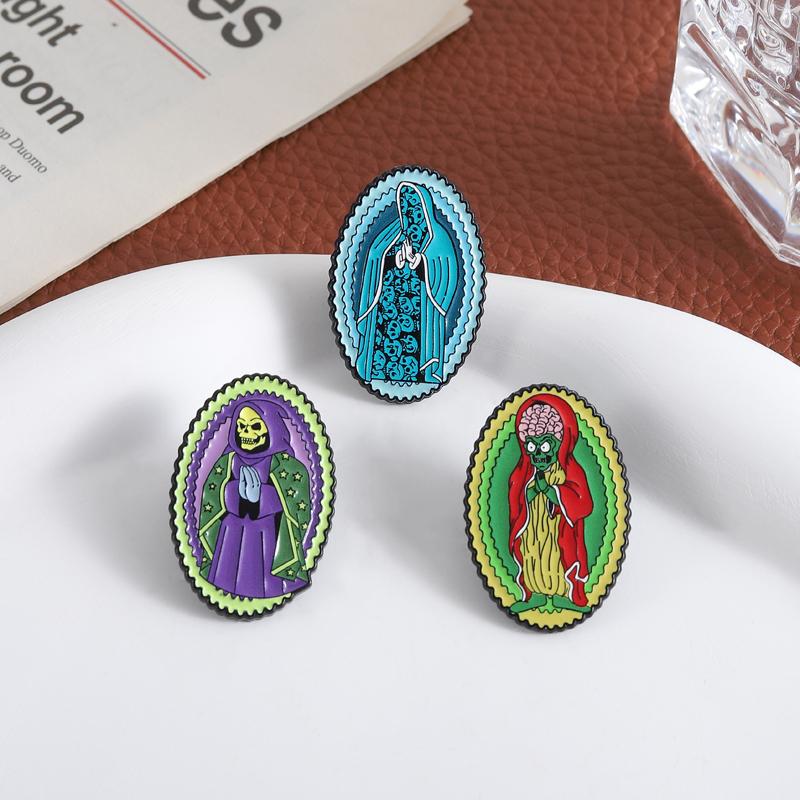 Punk Skeleton UV Pins Custom Animated Characters Brooches Lapel Badges Clothes Gothic Jewelry Gift for Friends