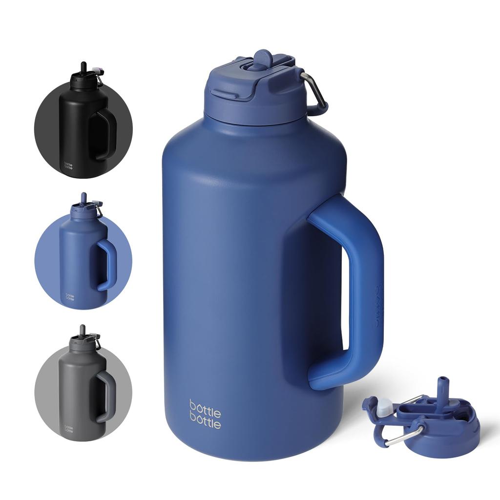 BOTTLE BOTTLE Water Vacuum Insulated Stainless Steel Large Direct Vacuum Outdoor Sports Carbonated with Blue Bottle, 1.8L Bottle, Capacity, 2-Way Lid,