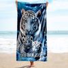 1PC Custom Name Winter Tiger Family Beach Towel Highly Absorbent And Sand-Resistant Towel for Swimming, Pool, Yoga, And Travel Lightweight