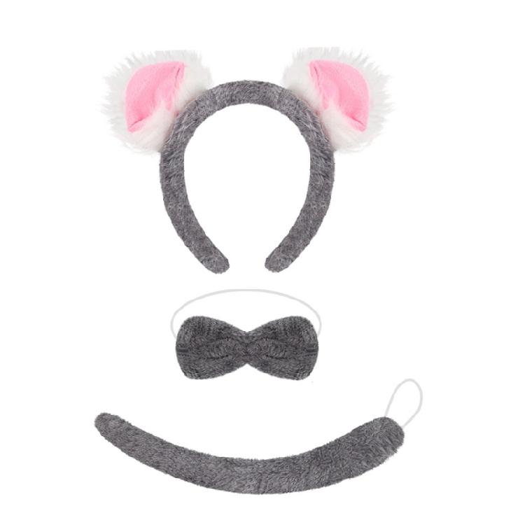 Koala Ears Headband Tail Bowtie Koala Costume Accessories Set Halloween Costume Cosplay Party Props