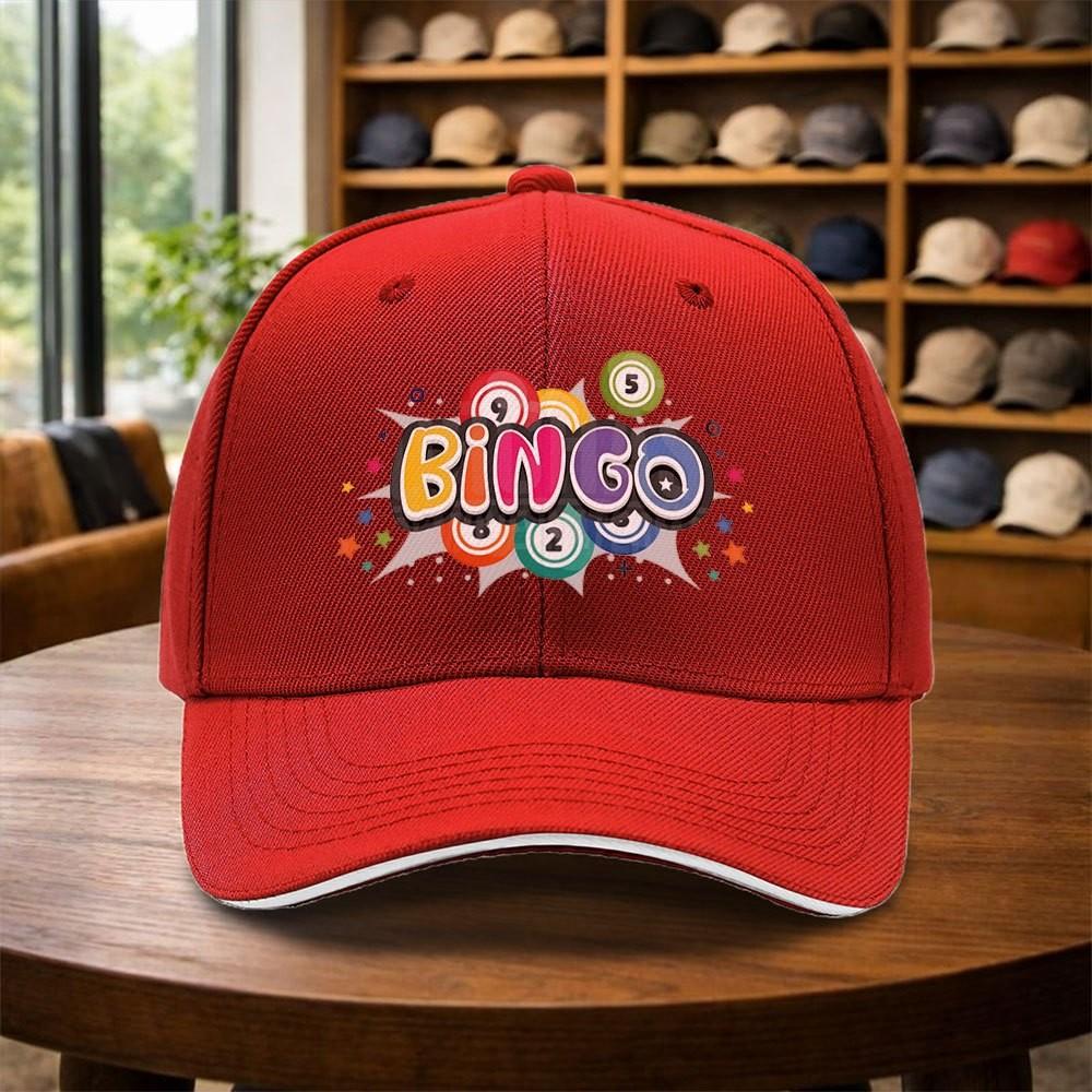 Bingo Balls Graphic Baseball Cap Unisex Adjustable Polyester Curved Brim Casual Hat One Size