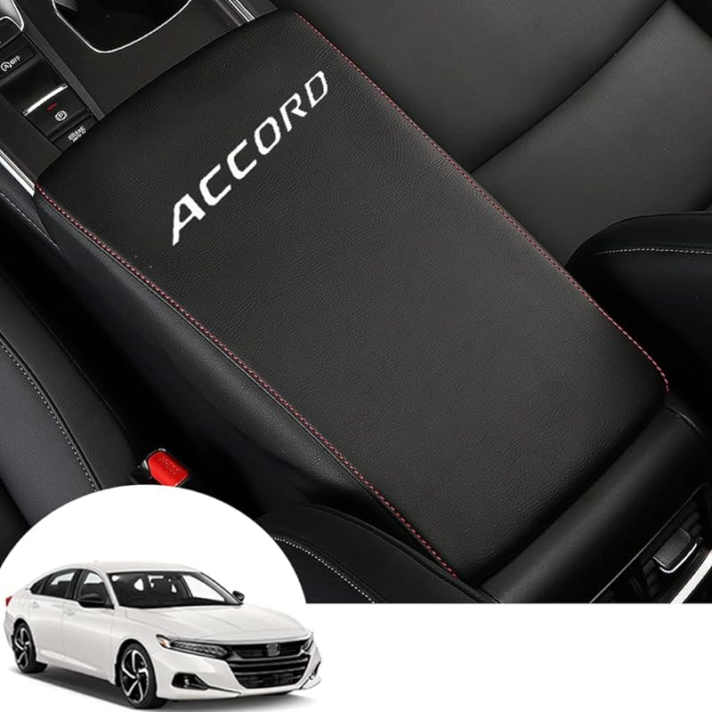 

Защитный чехол для приборной панели, подлокотник, кожаный чехол для сиденья, водонепроницаемый, устойчивый к царапинам, чехол для подлокотника, аксессуары для Honda 10th Accord 2018 Black Leather Red Line