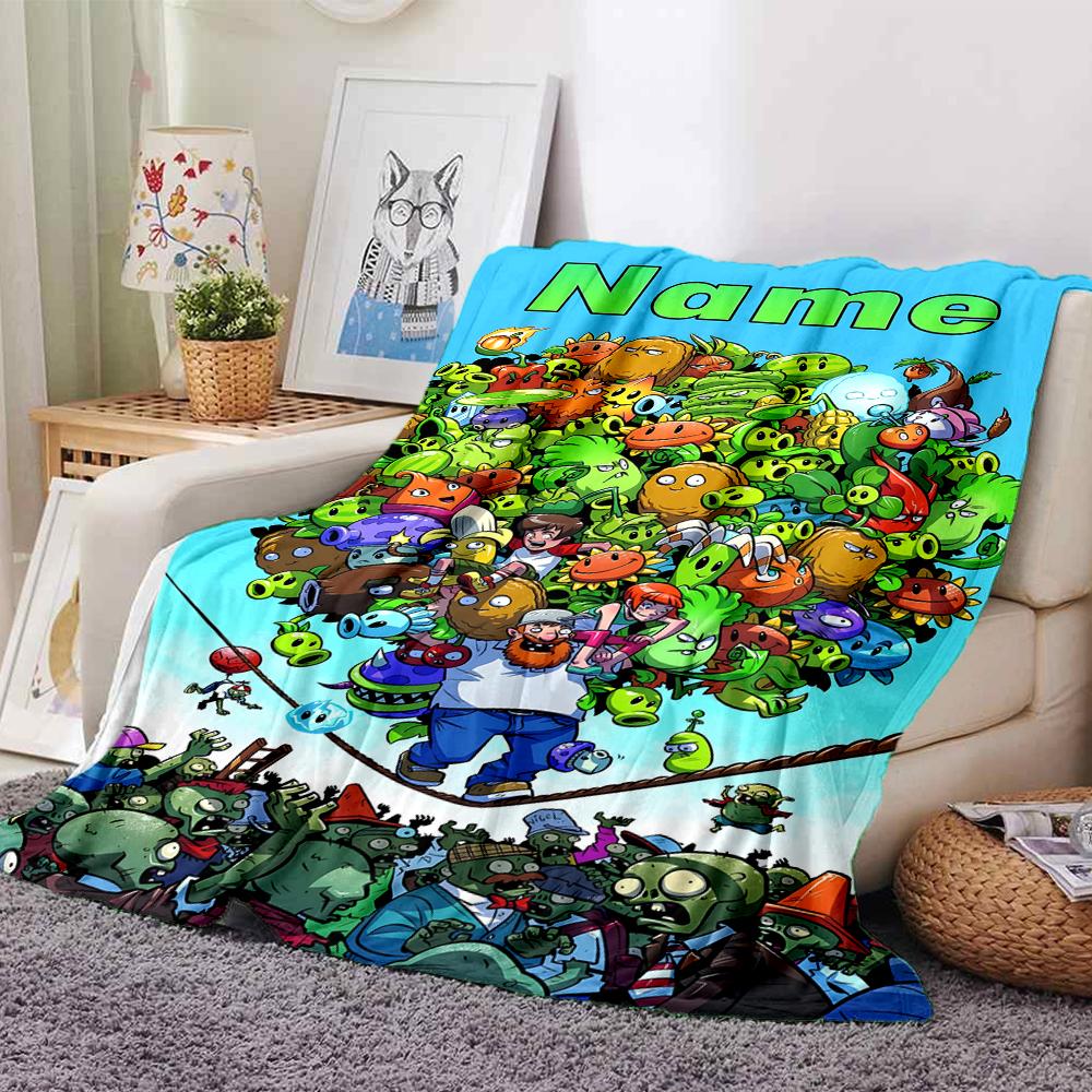 Customiz Name Personality Plants Vs. Zombies Blanket Soft &Warm Sofa Office Bed Travel Lunch Break Blanket, Gift Suitable All Seasons
