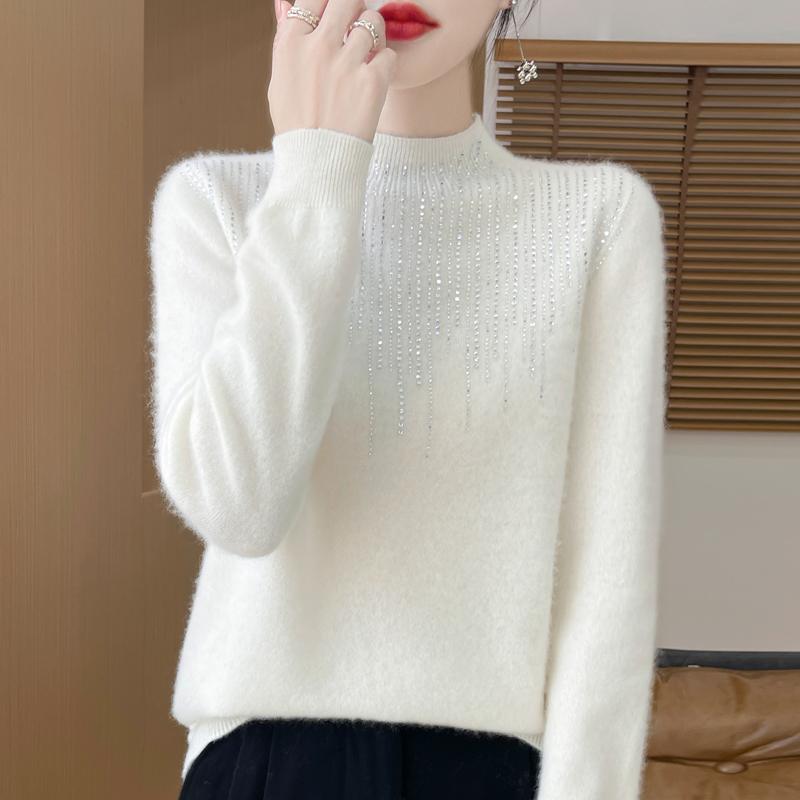 Women's Cashmere Sweater Qinghe Cashmere 30% Cashmere 70% Wool Autumn and Winter Pullover Warm and Fashionable