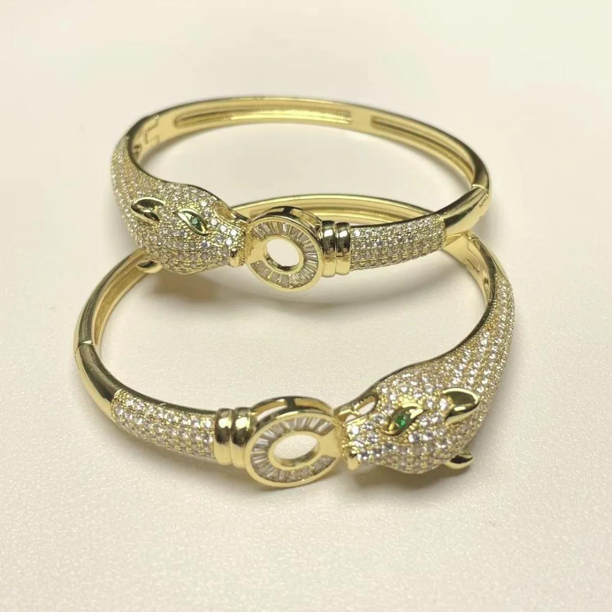 

Fashionable Zircon Leopard Head Bracelet Fashionable Open Bracelet for Men and Women 1 pcs