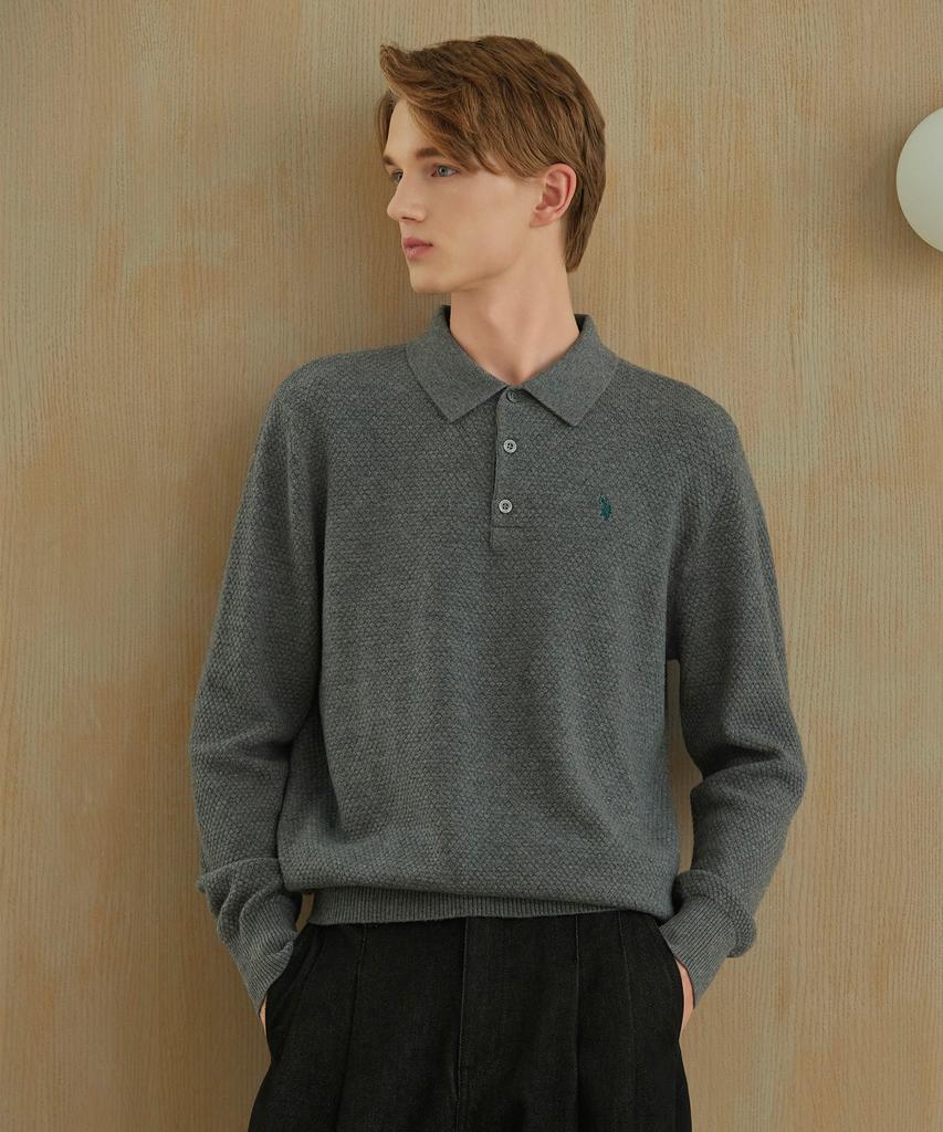 USPOLOASSN Merino Wool Collar Knit_Charcoal Grey