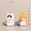 Cute Cat Keychain Shy Cat Figurine Bell Pendant Bag Charm Small Gift Couple Family Keychain Pendant