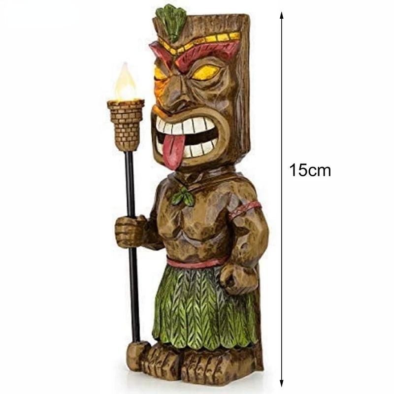 Socha Tiki Guard Socha na solární napájení Venkovní domácí dekorace Nové led zahradní dekorace Řemesla Zahradnictví Sochařství Trávníková lampa pro nádvoří