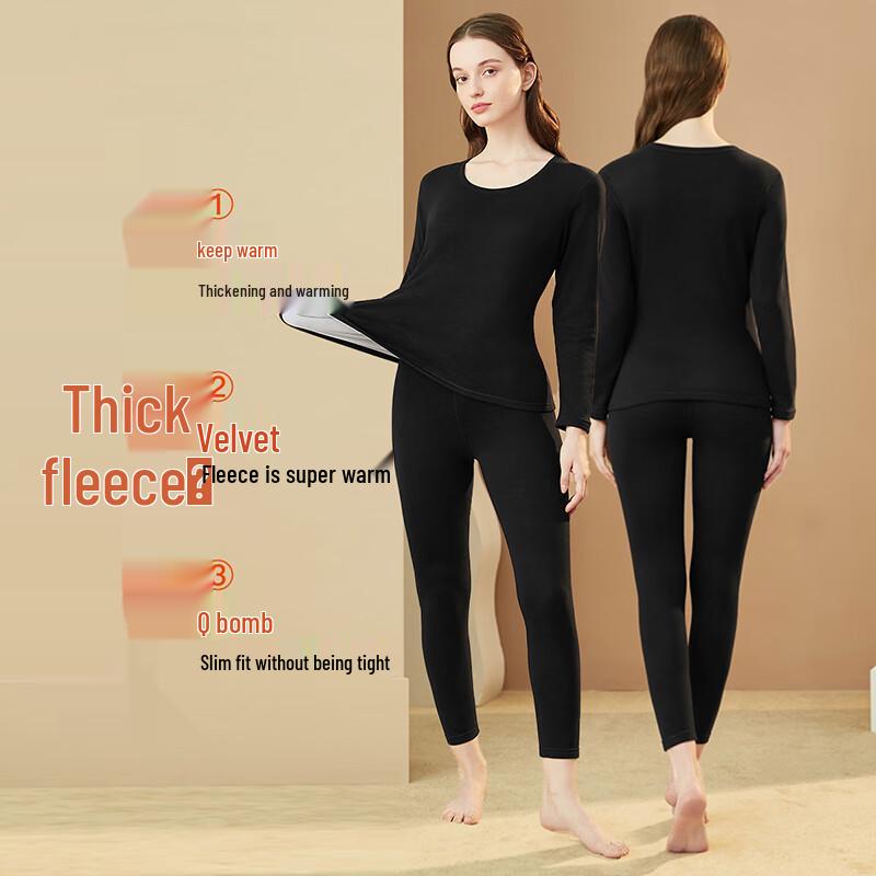 Fenteng Women's Thickened Fleece Thermal Underwear Set