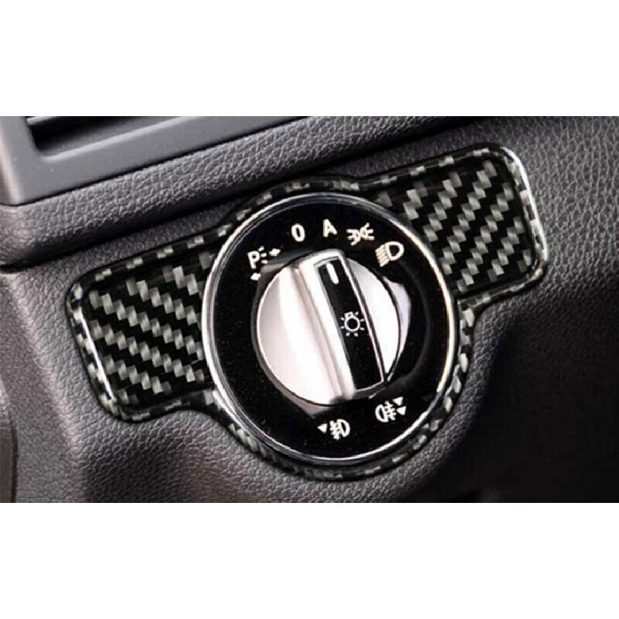 Real Carbon Fiber Headlight Lamp Switch Button Cover For Benz C-Class 2007-14