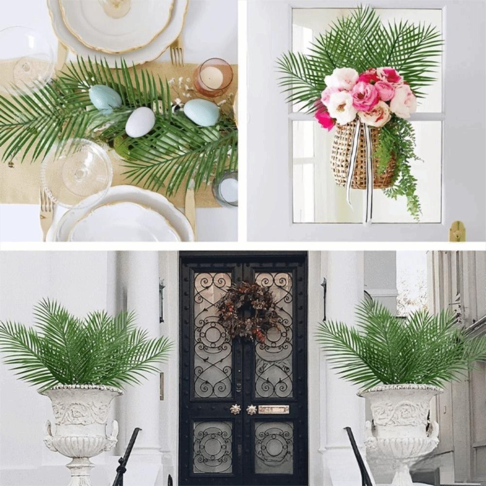 10Pcs Green Leaves Plastic Tropical Leaves with Stems Artificial Plants  Photo Shoots