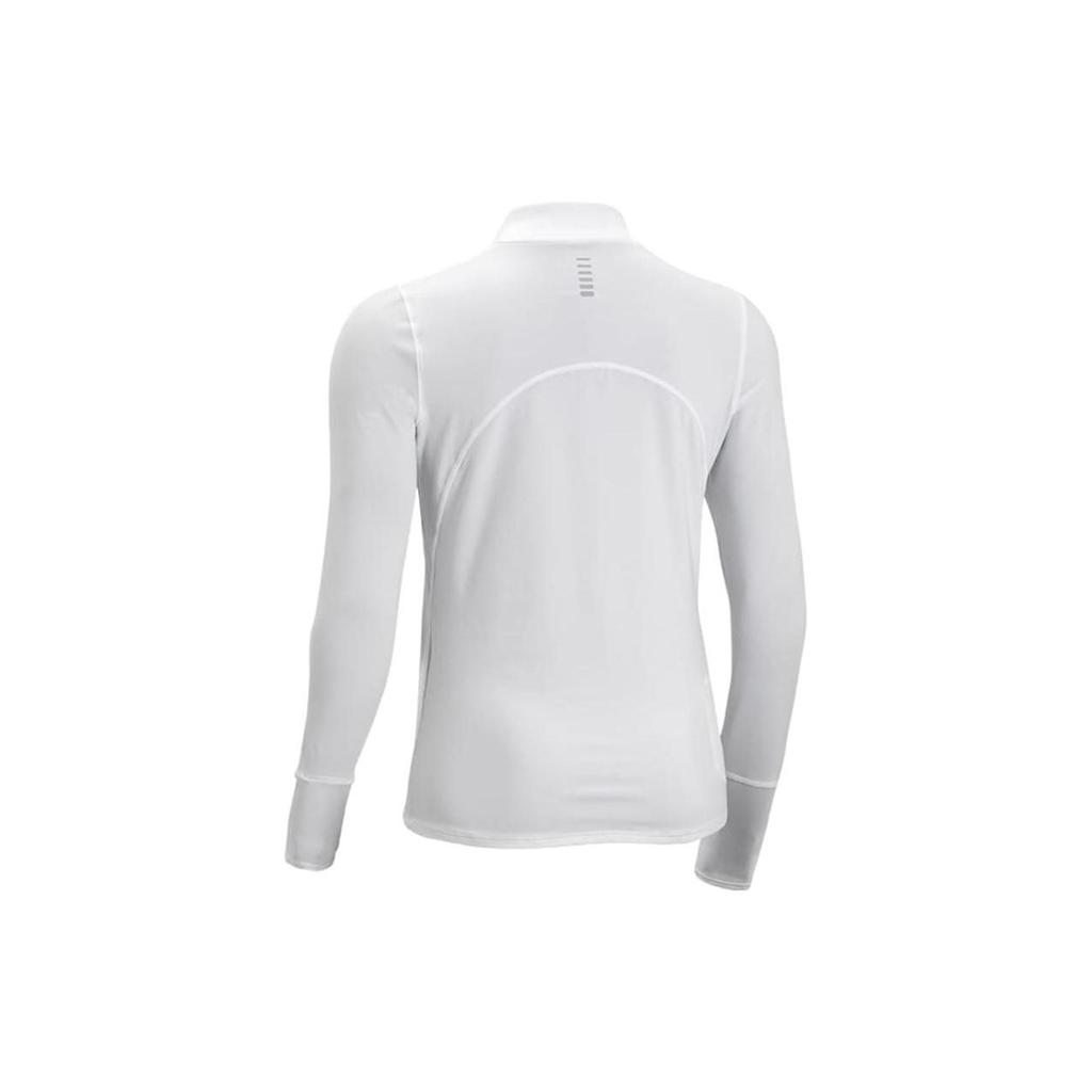Under Armour Casual Sports Half-Zip Running Training Long Sleeve T-Shirt Women Tops White 1365632-100