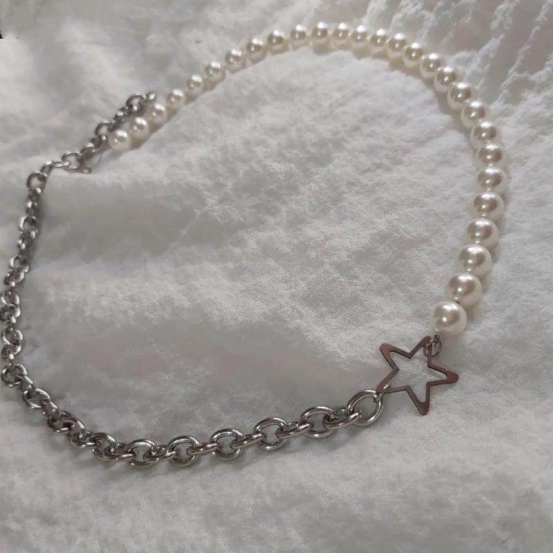 Trendy Beaded Necklace Fashionable Lady Choker Elegant Splicing Necklaces Stylish Neck Jewelry for Wedding Anniversary