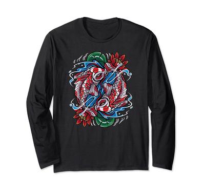Koi Fish Cool Japanese Tattoo Jinri Japanese Koi Gift Long Sleeve T-Shirt