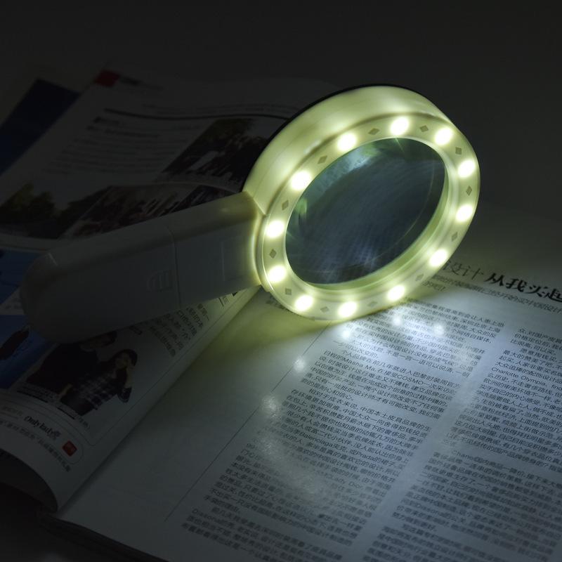 30x Ruční lupa s 12 LED světly pro starožitnosti a čtení