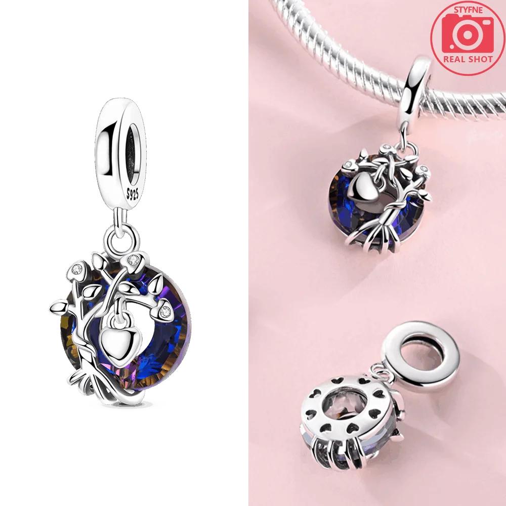 Original Copper Blue Iris Flower Pendant Butterfly Starry Sky Heart Beads Fit Bracelet Women Jewelry Diy Anniversary Gift