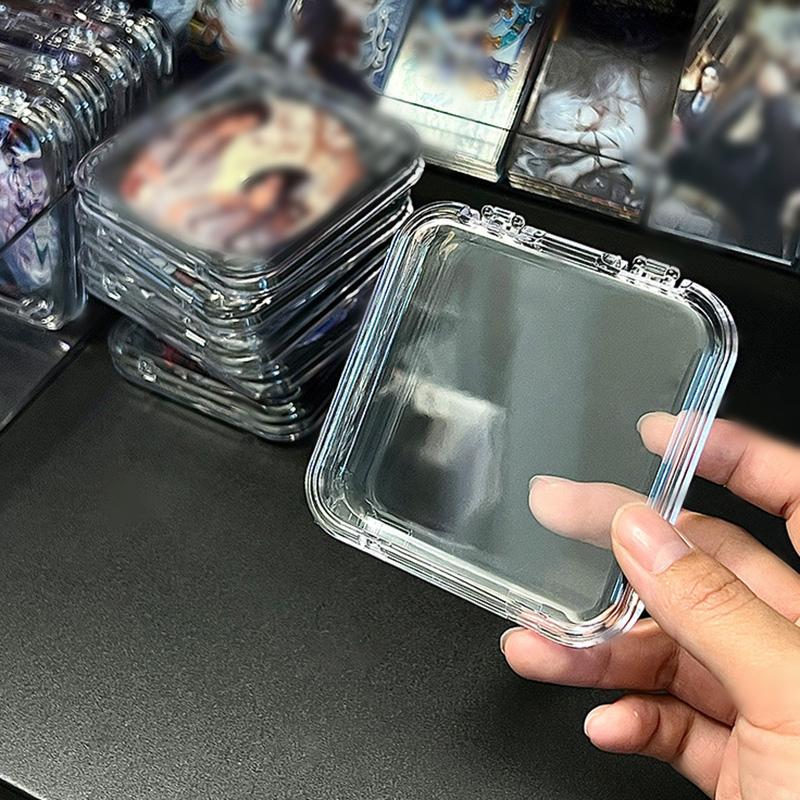 Acrylic Display Case for Anime Badges/Cards - Stackable Dustproof Collectible Box, POP MART Style Organizer for Figures/Toys