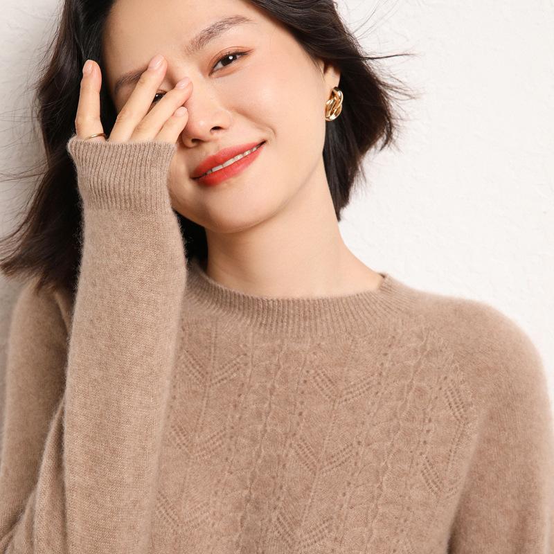 Women's Autumn and Winter Style First-line Ready-to-wear Cashmere Knitted Base Shirt Soft and Glutinous Warm Pullover Sweater