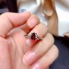 Ruby Garnet Geometric Design Women's Light Luxury Open Adjustable Ring