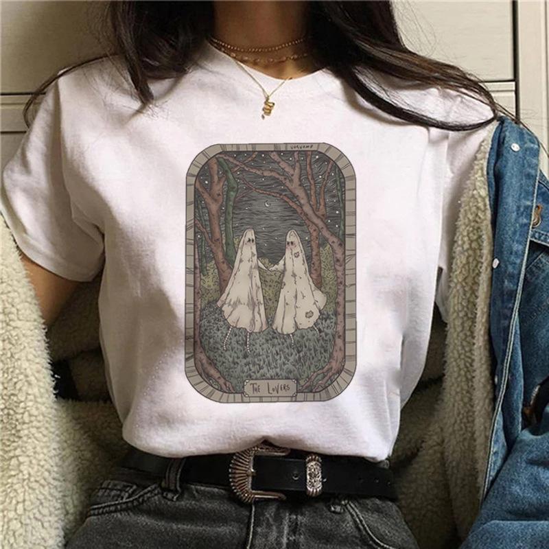 Tarot Cat Print Tshirt Summer Fashion Casual Womens Top Retro Style Graphic T Shirts  Tops  Harajuku  Aesthetic Clothes