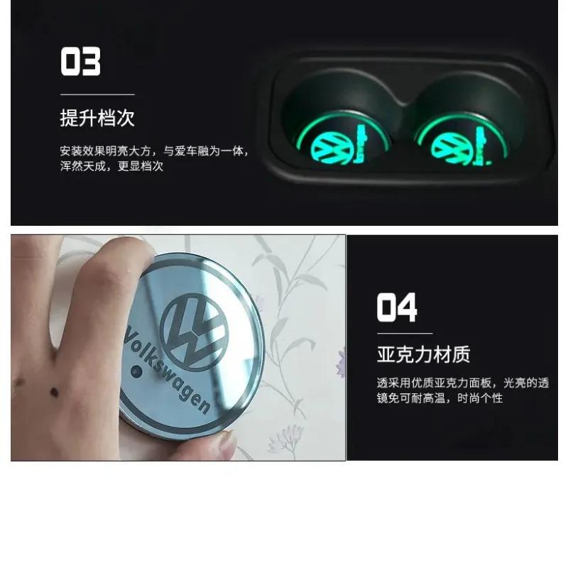 2025 Hot New 7 Color LED Car Cup Holder Light Luminous Coaster Water Cup Pad For VW Volkswagen Polo Jetta Golf Beetle CC GTI Gol
