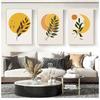Abstract Sun Moon Leaves Boho Minimalist Wall Art Geometric Canvas Painting Poster Print Picture for Living Room Home Decor