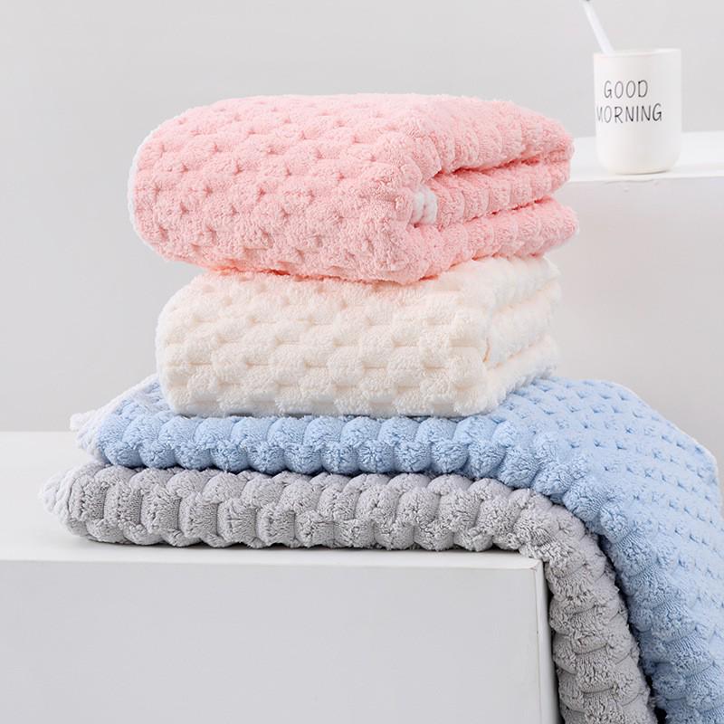 Extra Thick Coral Fleece Bath Towel Set for Women - 3 Piece Adult Set with Dry Hair Cap