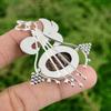 Daughters Day Sale 925 Silver Oval Coconut Jasper Stone Bezel Pendant Jewelry