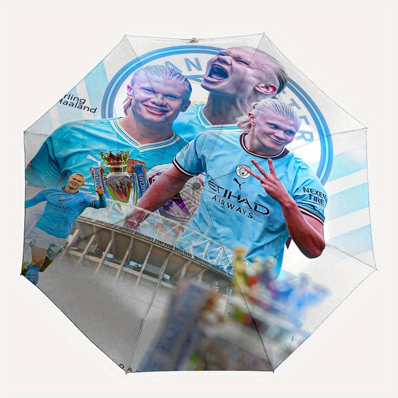 Erling Haaland, Manchester City Automatyczny Otwierany i Zamykany Parasol, Kompaktowy Parasol Podróżny, Lekki i Przenośny, Odpowiedni na Pla