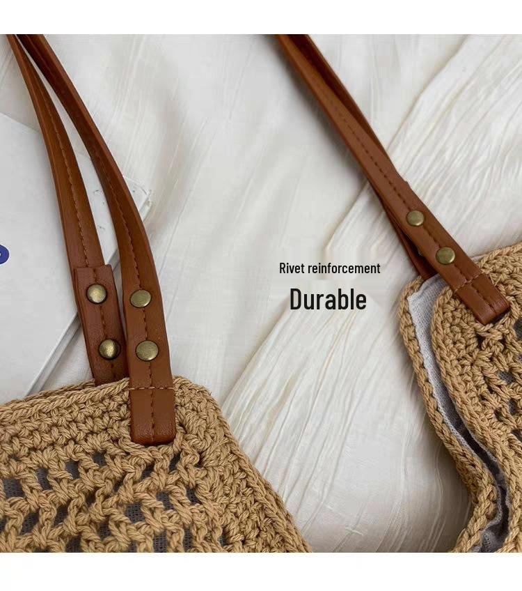 Mesh Weave Large Capacity Single Shoulder Bag for Beach and Travel 2025 Versatile Underarm Commute Bag