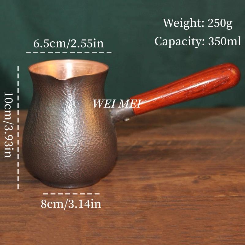 Vintage Copper Coffee Pot,Home Side-Handle Tea Brewing Pot Cold Drink Cup,Camping Handcrafted Engraving Hammer Texture Tea Cup