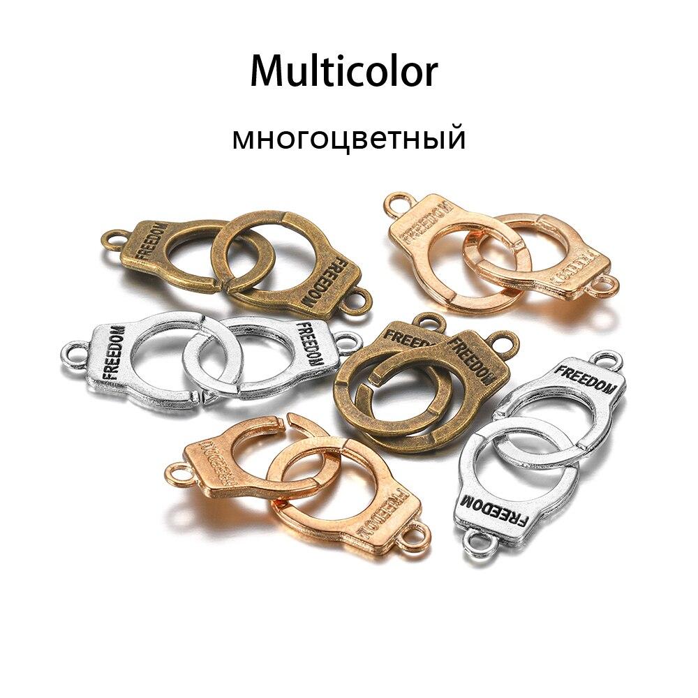 10set/bag Charms Handcuffs Freedom Connector Antique Muticolor Pendants For DIY Jewelry Making Findings Supplies Handmade
