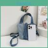 Denim Casual Bucket Bag With Breathable Fabric For Unisex Daily Use