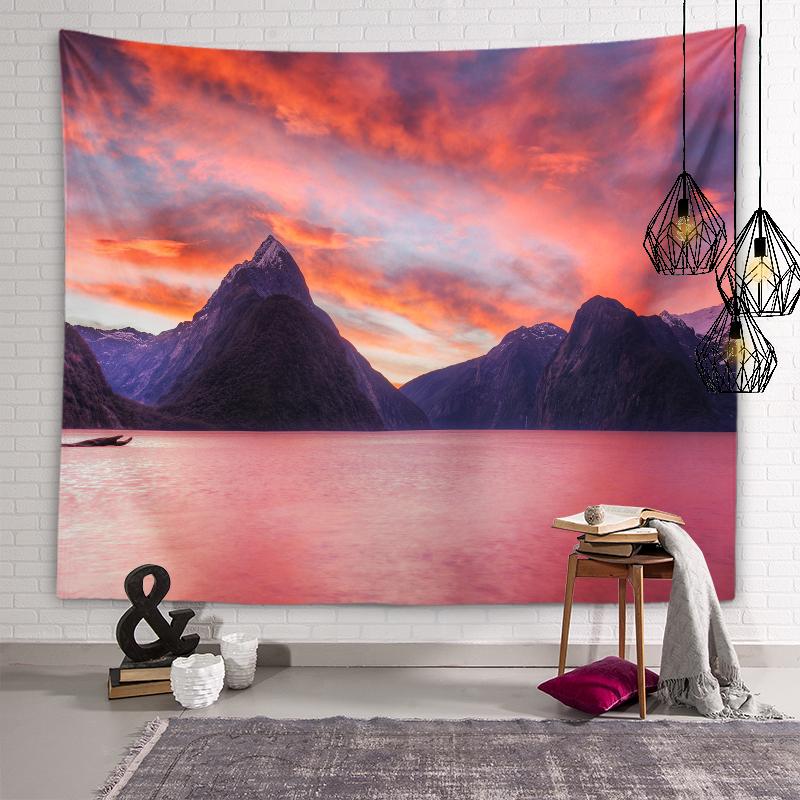Tapestry of natural beauty Lake boat background wall art tapestry Dormitory room aesthetic decoration Bedroom home decoration