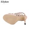 Fashion Eilyken Design Golden Open Toe Thin Heels Women Sandals Designer Narrow Band Buckle Strap Gladiator Ladies Shoes Zapatos Mujer