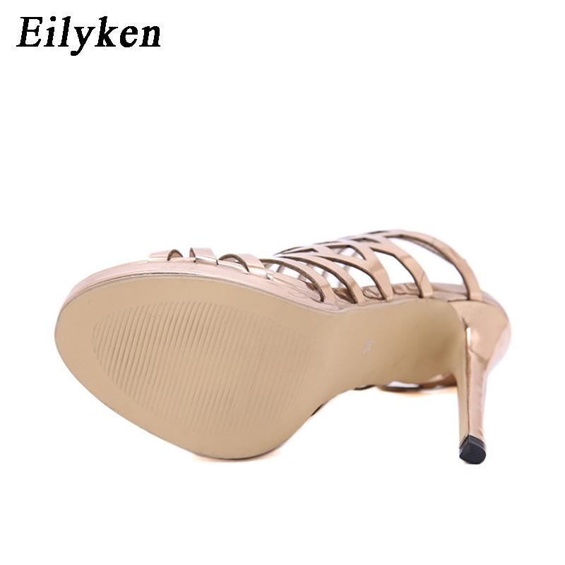 Fashion Eilyken Design Golden Open Toe Thin Heels Women Sandals Designer Narrow Band Buckle Strap Gladiator Ladies Shoes Zapatos Mujer