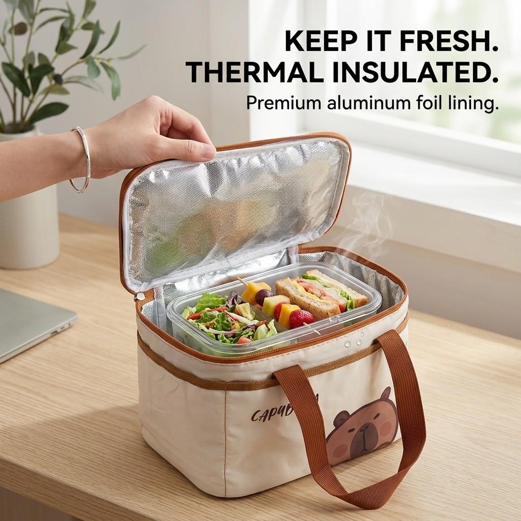 Portable Cartoon Insulated Lunch Bag Large Capacity Waterproof Food Container Thermal Storage Bag Handbag Outdoor Picnci Bag