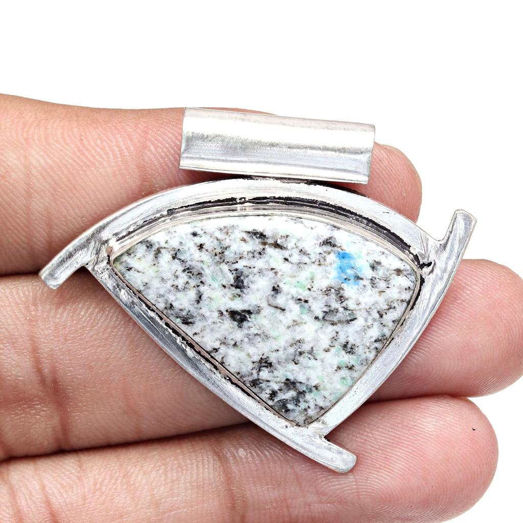 Jasper Gemstone Jewelry Necklace Silver Handmade  Ethnic Macrame Thread