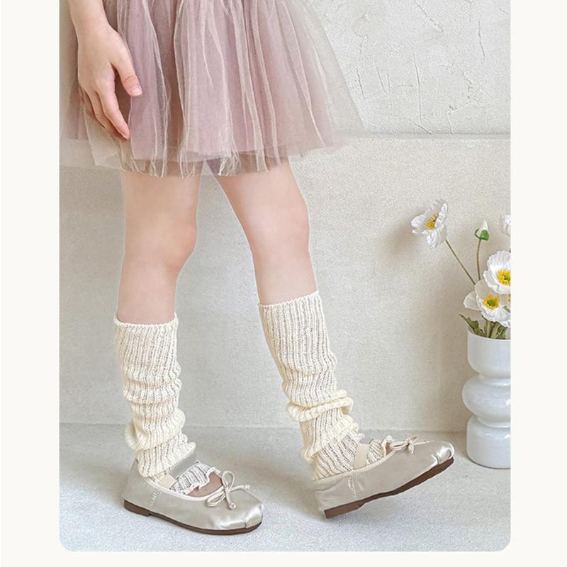 Children's Lightweight Socks Cover Leg Warmer with Ruffled Edges Macaron Color for Girls Spring Summer Wear