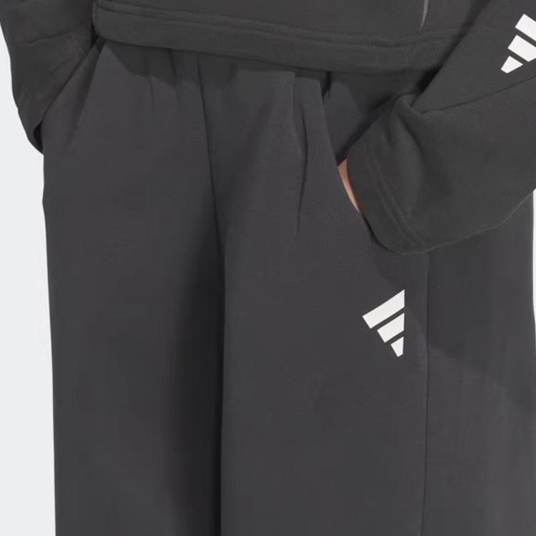 adidas Comfortable Skin-Friendly Fashion Long Pants Knitted Sports Pants Women Bottoms Carbon-Black JM4265